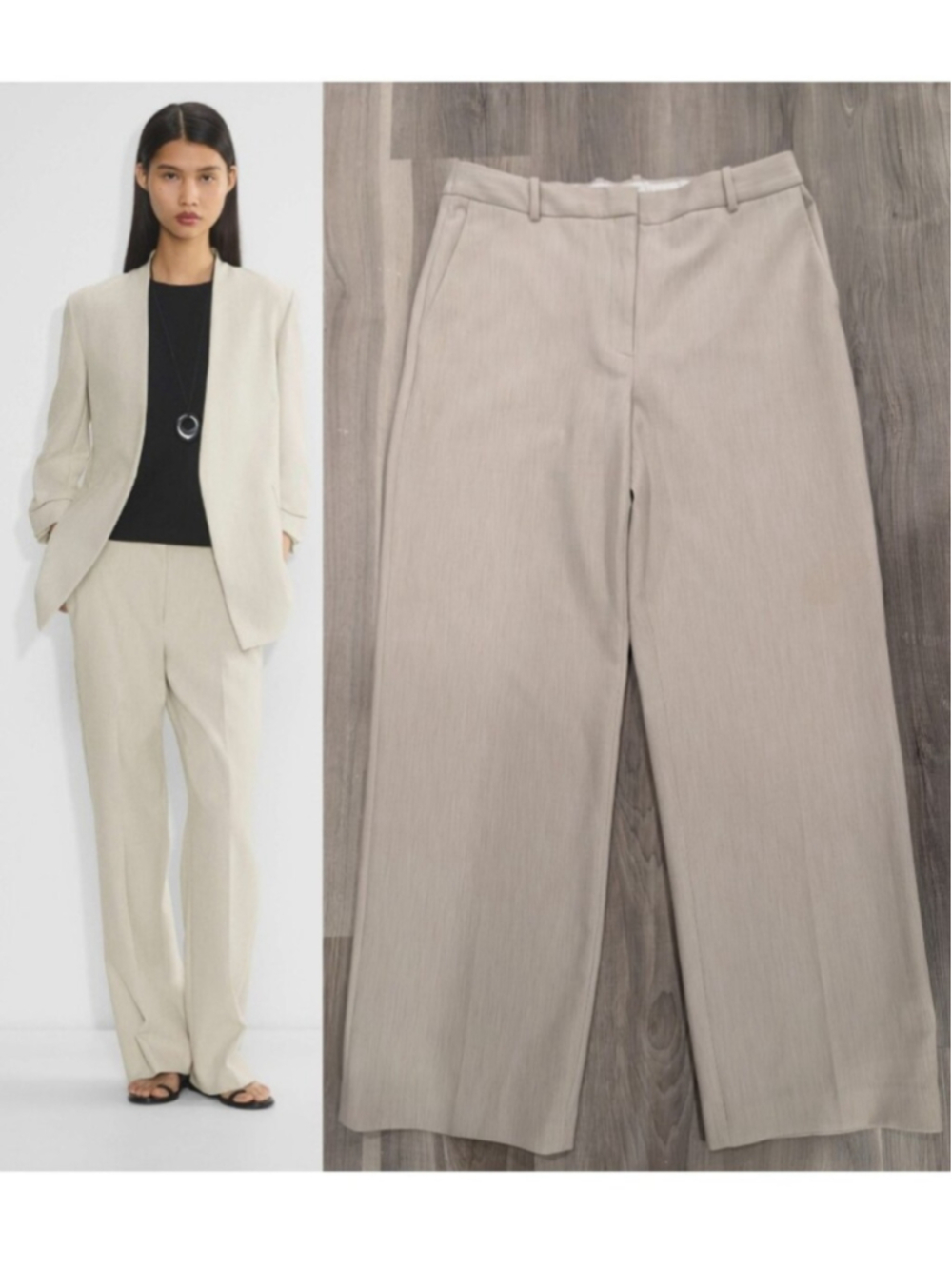 Aritzia Babaton | New Agency High Rise Wide Leg Pant In Heather Matte Pearl